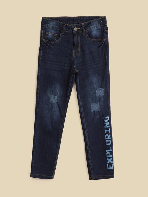 kids blue solid plain jean - 21613379 - Very Small Image - 1