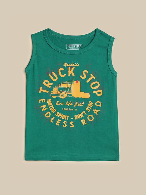 boys sleeveless typographic printed t-shirt - 21613386 - Very Small Image - 1
