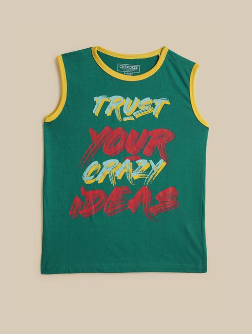 boys front print sleeveless t-shirt - 21613402 - Very Small Image - 1
