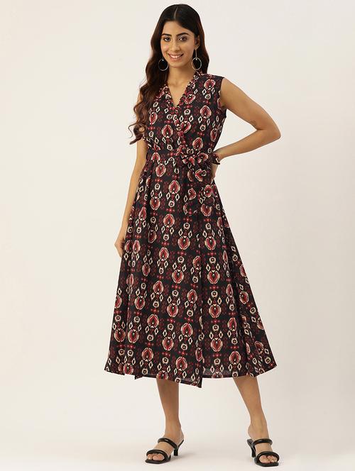 women sleeveless printed a-line dress - 21613841 - Very Small Image - 1
