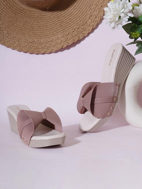 women beige slip on wedges - 21613854 - Very Small Image - 1