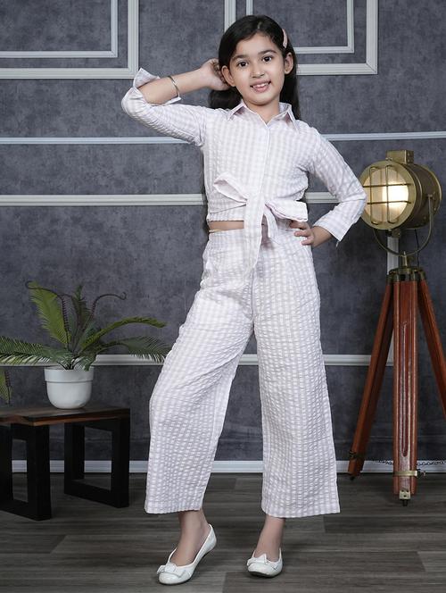 girls checkered full length co-ords set - 21613894 - Very Small Image - 1