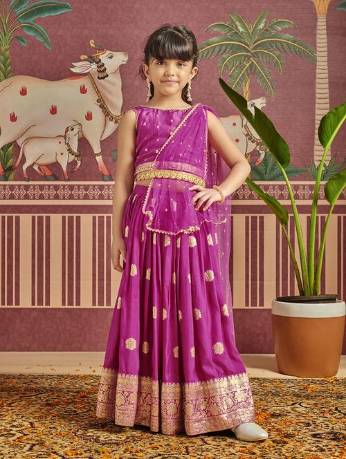 girls self design lehenga choli set - 21613939 - Very Small Image - 1