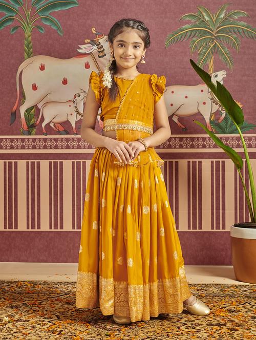 girls self design lehenga choli set - 21613940 - Very Small Image - 1