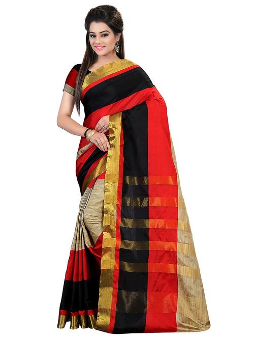 women beige stripes printed saree - 21614338 - Very Small Image - 1