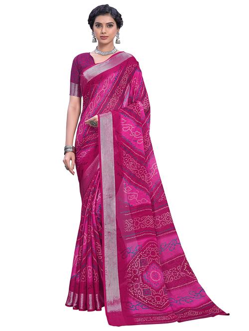 women pink bandhani printed saree - 21614343 - Very Small Image - 1