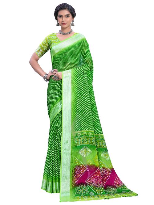 women green leheriya printed saree - 21614421 - Very Small Image - 1