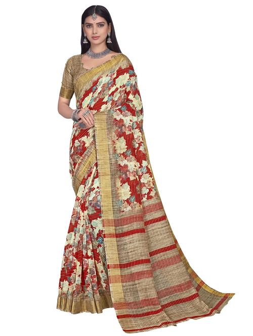 multi colored cotton blend banarasi saree - 21614762 - Very Small Image - 1