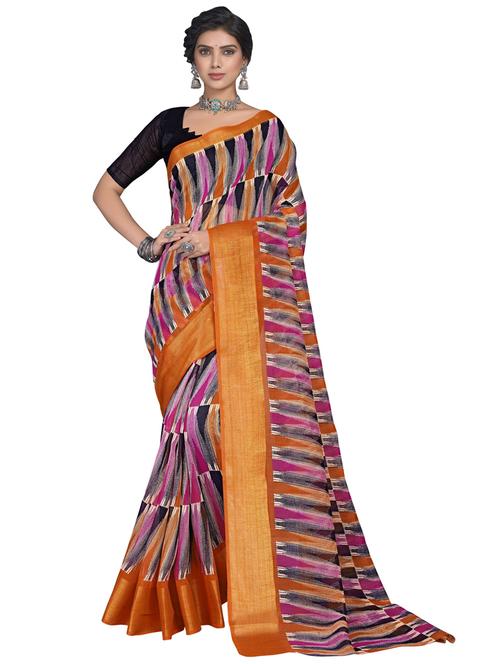 multi colored cotton blend ready to wear saree - 21614768 - Very Small Image - 1