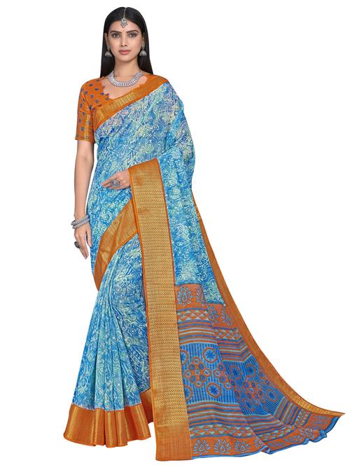 multi colored cotton blend banarasi saree - 21614853 - Very Small Image - 1