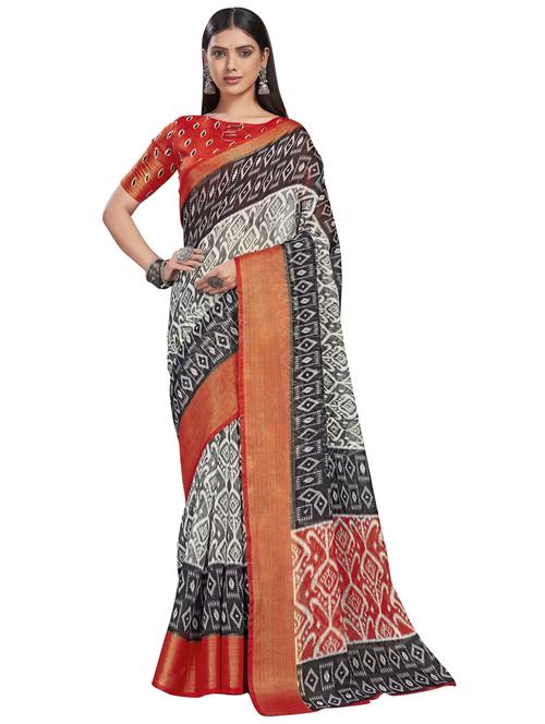 women ikat printed saree - 21614858 - Very Small Image - 1
