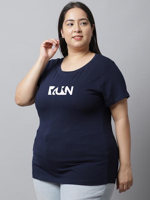 women typographic chest printed plus size t-shirt - 21615090 - Very Small Image - 1