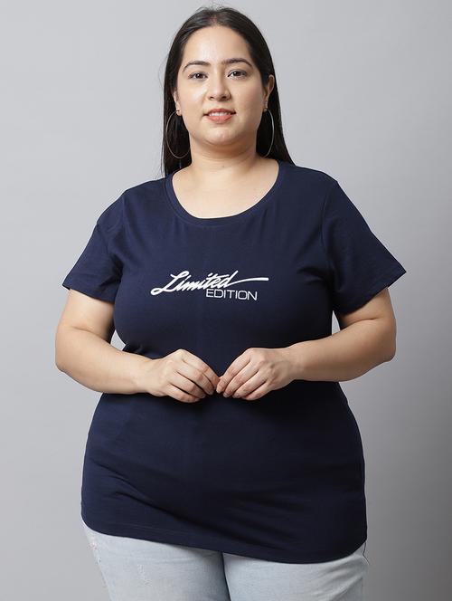 women typographic chest printed plus size t-shirt - 21615095 - Very Small Image - 1