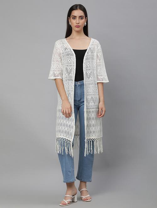women solid lace detailed shrug - 21615295 - Very Small Image - 1