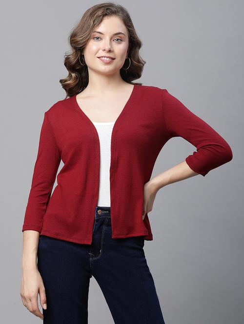 women solid cotton regular shrug - 21615326 - Very Small Image - 1