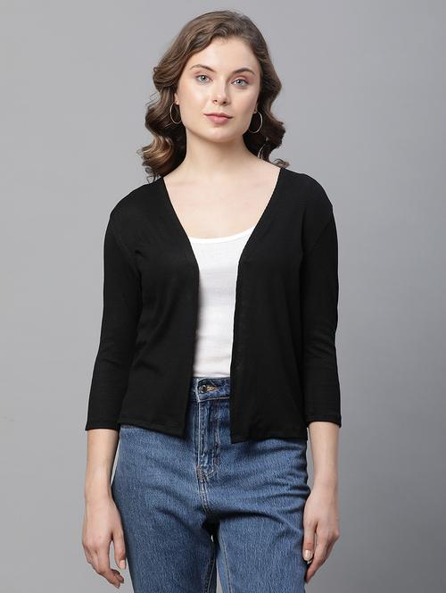 women black solid regular shrug - 21615328 - Very Small Image - 1
