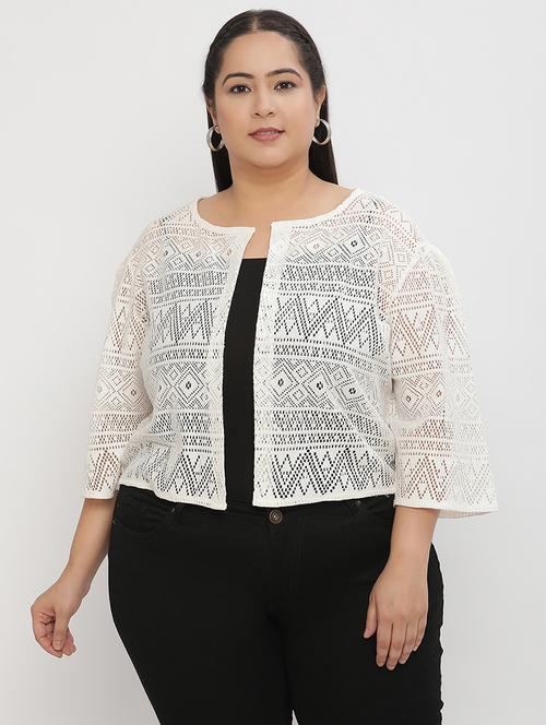 women plus size lace detailed regular shrug - 21615386 - Very Small Image - 1