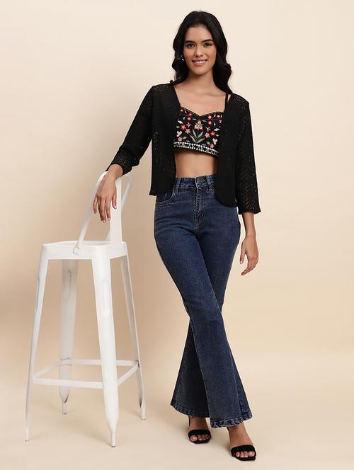 women solid lace detailed shrug - 21615391 - Very Small Image - 1
