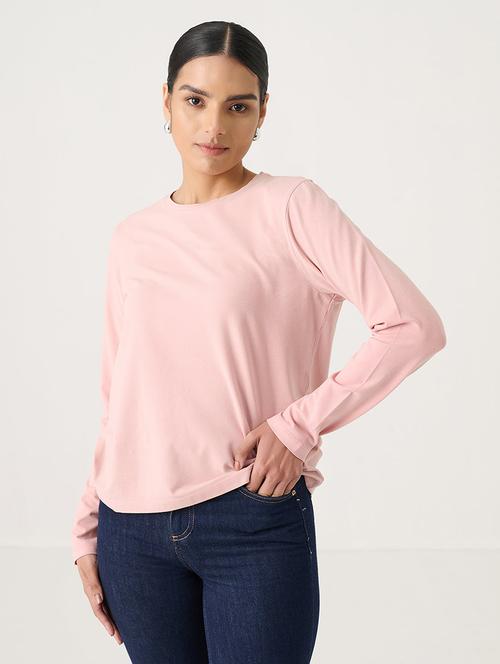 women solid round neck long sleeves t-shirt - 21615560 - Very Small Image - 1