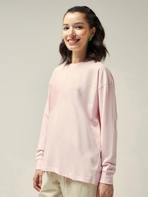 women solid round neck long sleeves t-shirt - 21615589 - Very Small Image - 1