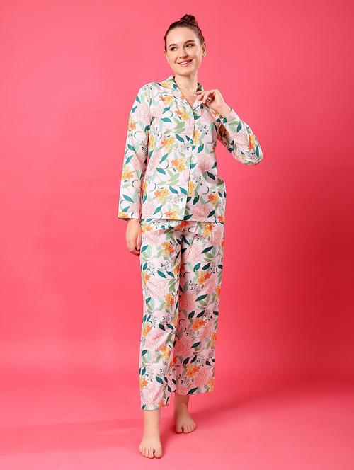 women long sleeve printed nightwear set - 21617217 - Very Small Image - 1