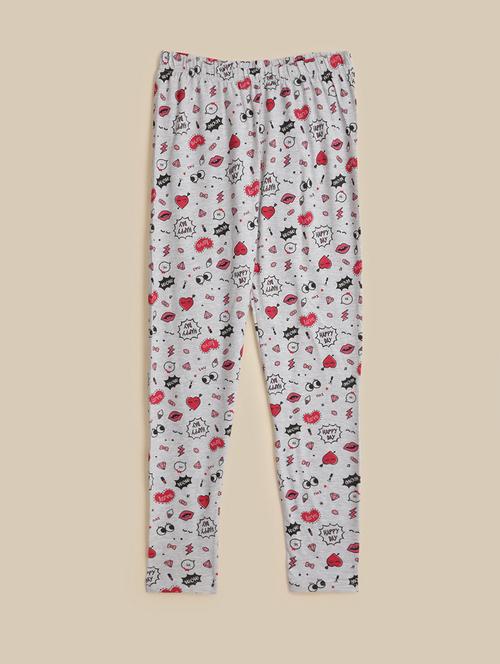 girls grey printed legging - 21618577 - Very Small Image - 1