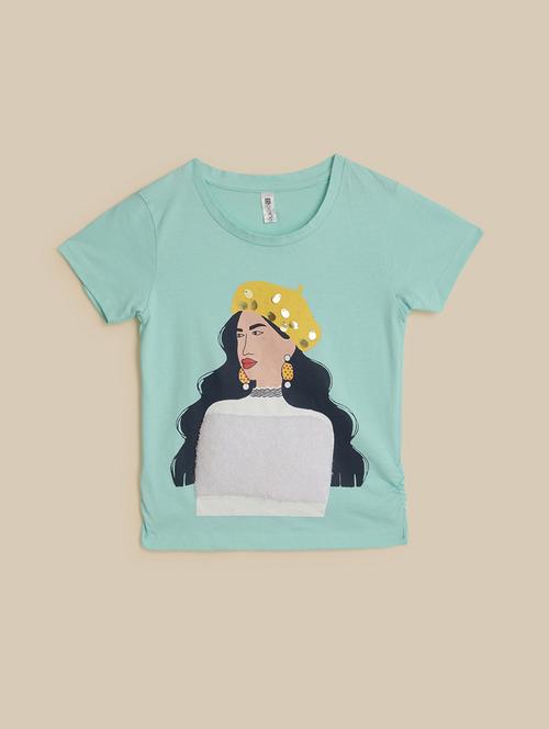 girls front print short sleeve tee - 21618604 - Very Small Image - 1