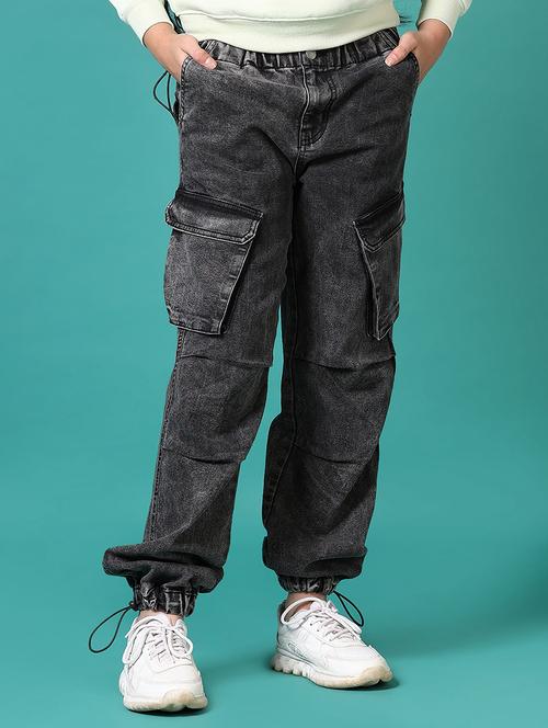 girls mid rise denim jogger - 21618736 - Very Small Image - 1
