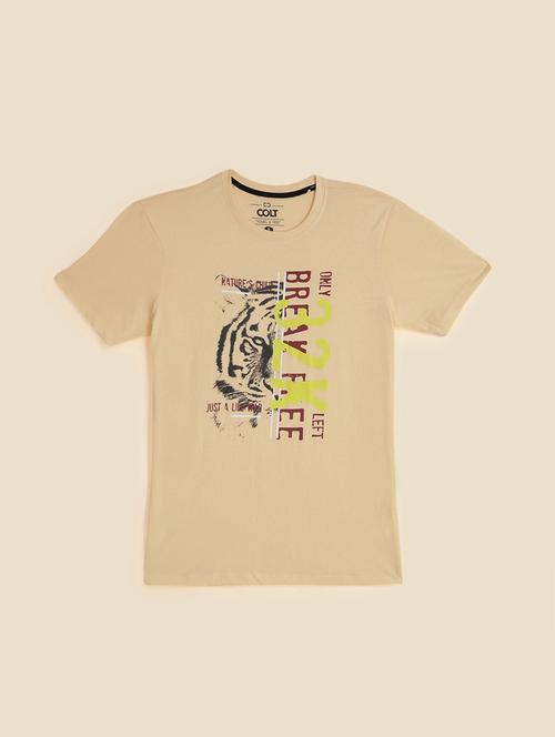 men round neck front print t-shirt - 21620520 - Very Small Image - 1