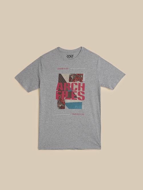 men round neck front print t-shirt - 21620523 - Very Small Image - 1