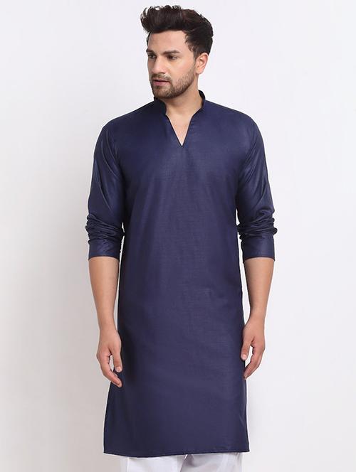 men mandarin neck solid long kurta - 21620889 - Very Small Image - 1