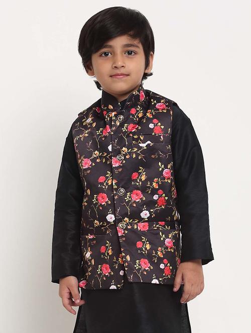 kids floral mandarin neck nehru jacket - 21621040 - Very Small Image - 1