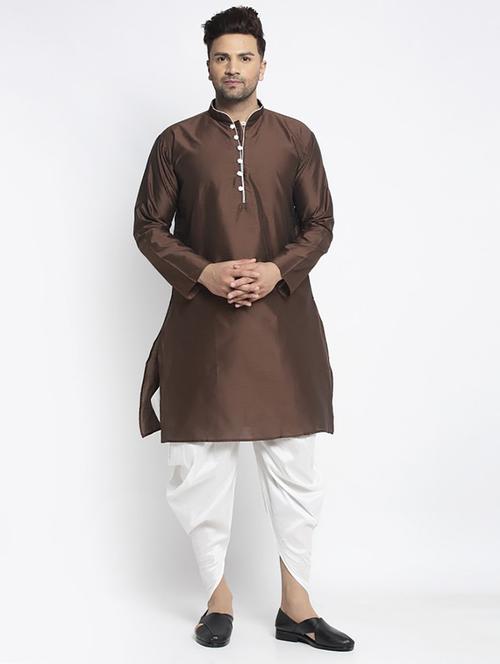 men solid dhoti kurta ethnic wear set - 21621514 - Very Small Image - 1