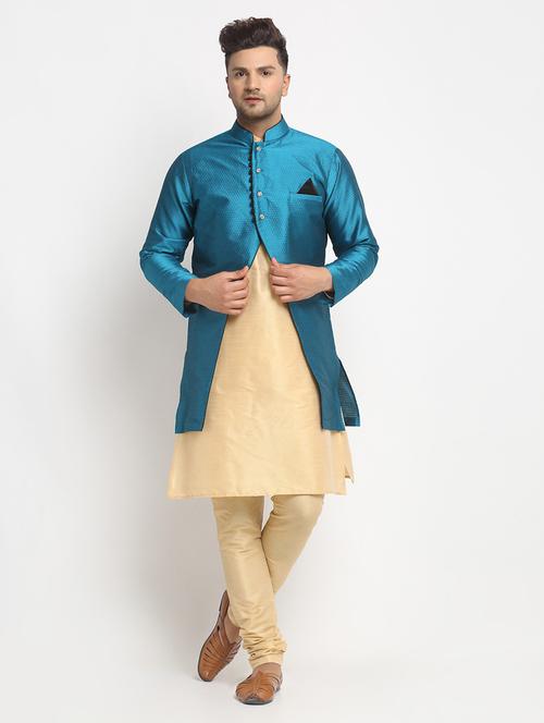 men kurta pyjama with jacket ethnic wear set - 21621564 - Very Small Image - 1