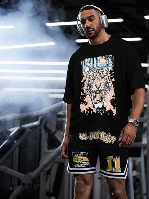 men round neck printed oversized t-shirt - 21621906 - Very Small Image - 1
