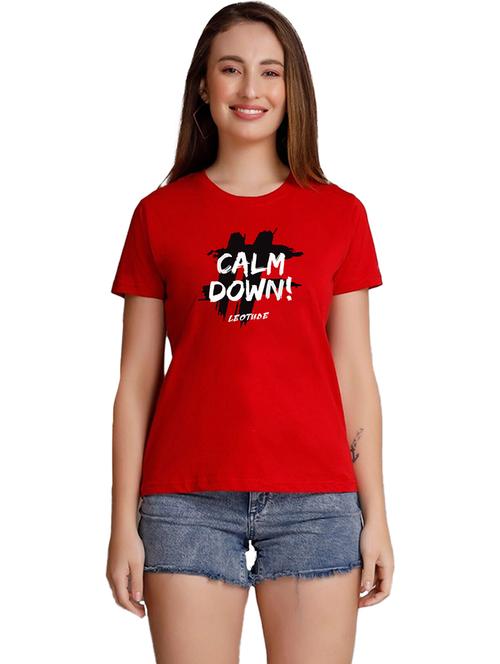 women round neck front print t-shirt - 21622075 - Very Small Image - 1