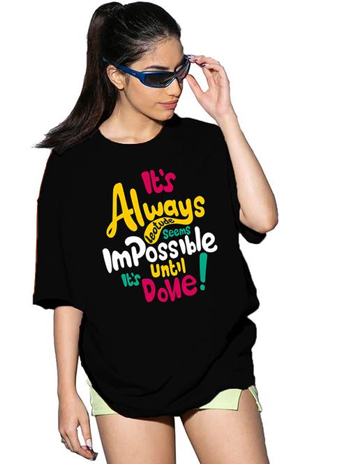 women round neck printed oversized t-shirt - 21622127 - Very Small Image - 1