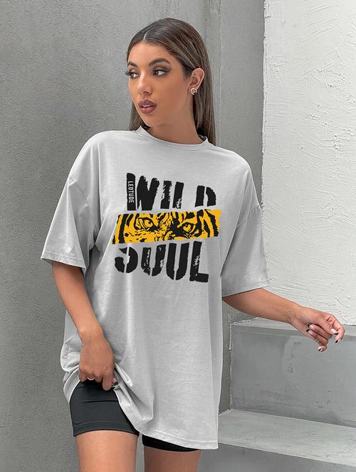 women round neck printed oversized t-shirt - 21622191 - Very Small Image - 1