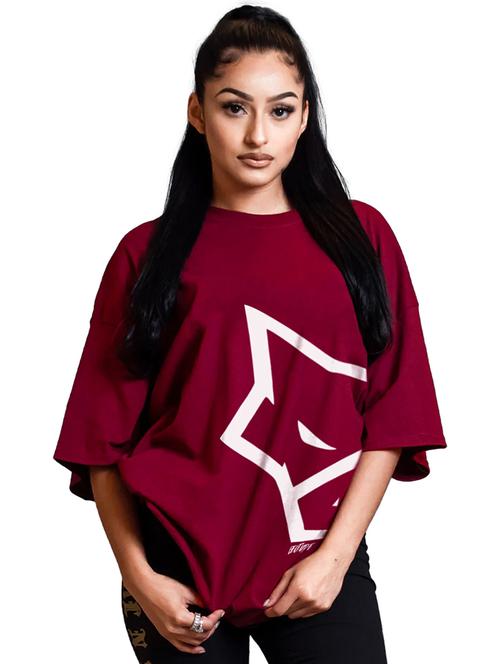 women round neck printed oversized t-shirt - 21622196 - Very Small Image - 1
