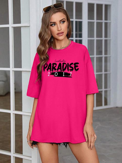 women round neck printed oversized t-shirt - 21622239 - Very Small Image - 1