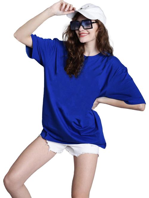 women round neck plain oversized t-shirt - 21622244 - Very Small Image - 1