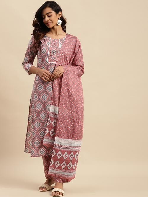 women printed kurta pant set with dupatta - 21622355 - Very Small Image - 1