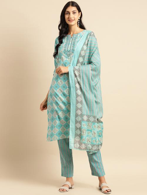 women printed kurta pant set with dupatta - 21622394 - Very Small Image - 1