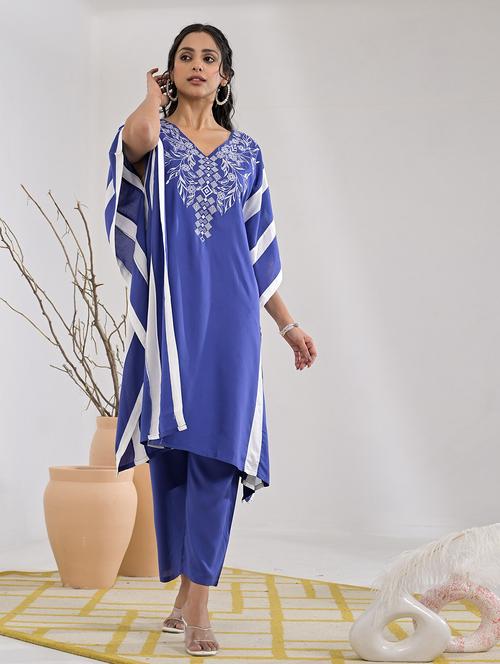 women striped kimono sleeve kaftan set - 21622480 - Very Small Image - 1