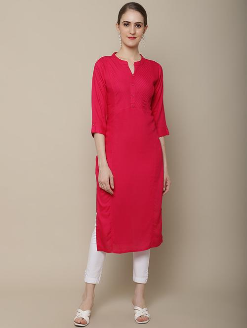 women three quarter sleeve straight kurta - 21622723 - Very Small Image - 1