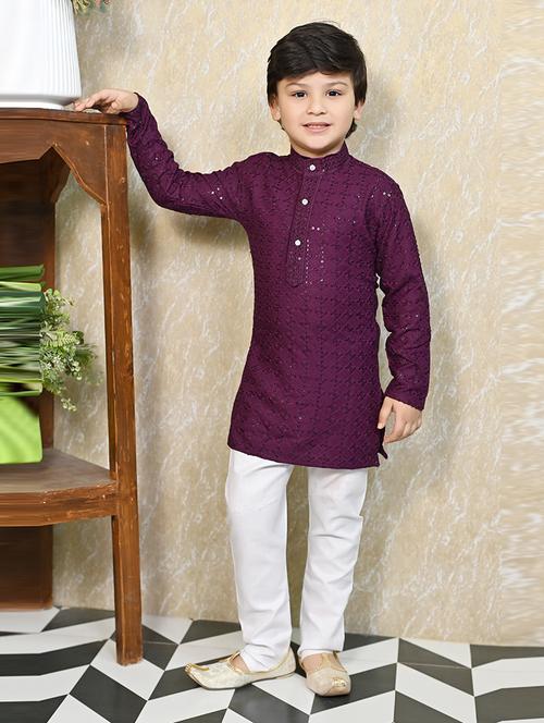 boys mandarin neck kurta payjama ethnic wear set - 21622966 - Very Small Image - 1