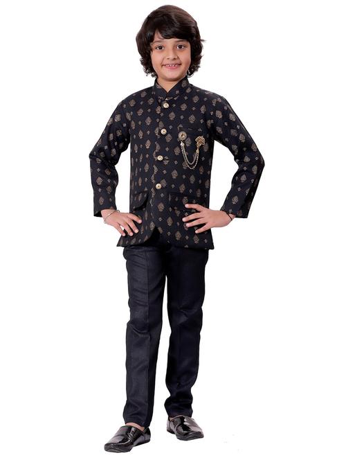 boys self design mandarin neck ethnic wear set - 21623021 - Very Small Image - 1