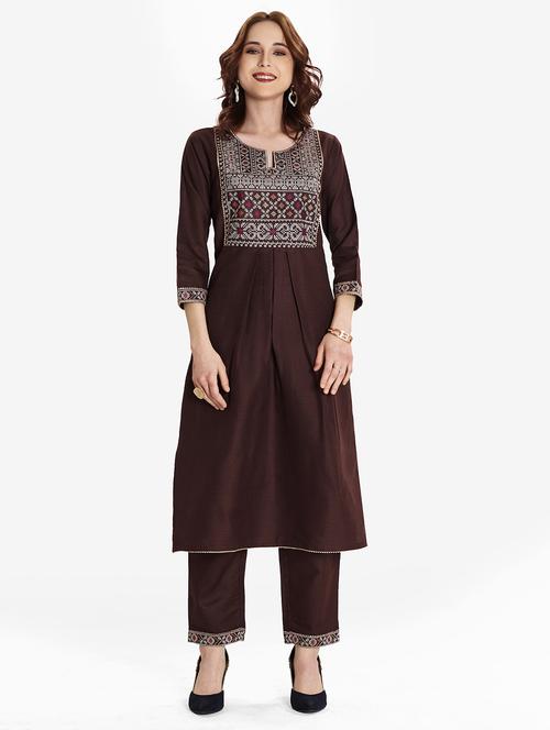 women three quarter sleeve kurta pant set - 21623070 - Very Small Image - 1