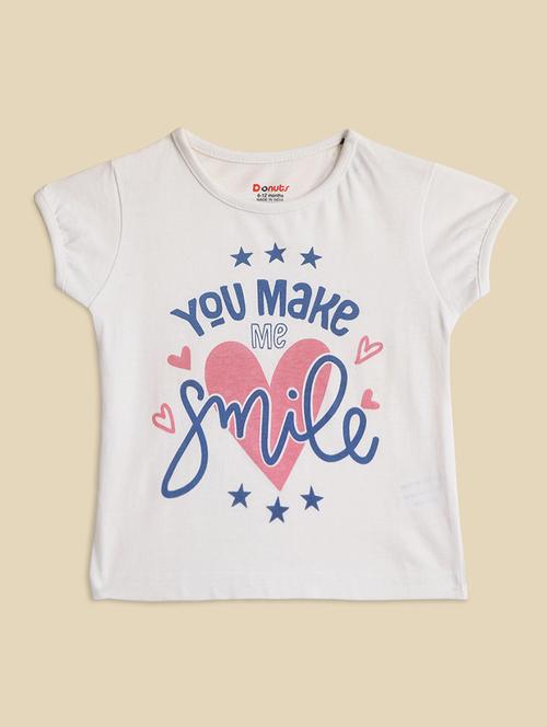 girls front printed round neck t-shirt - 21623303 - Very Small Image - 1