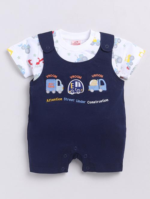 kids printed dungree twin set - 21623861 - Very Small Image - 1